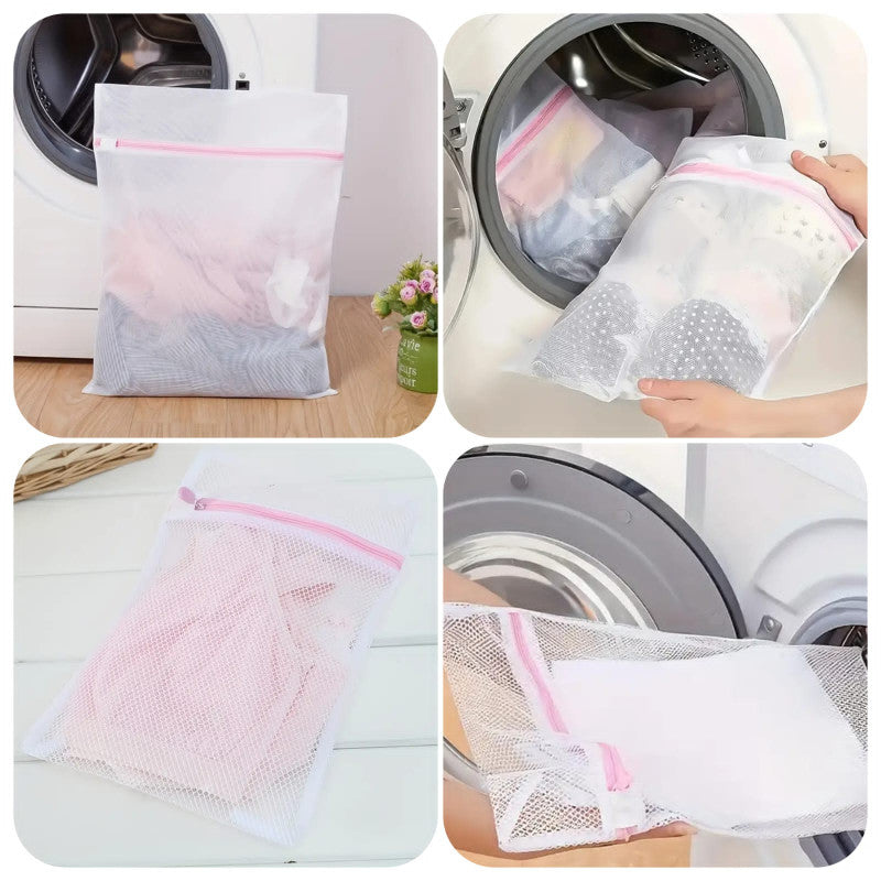 Pack of 2 Mesh Laundry Bag – Zippered Washing Machine Protection Net Pouch