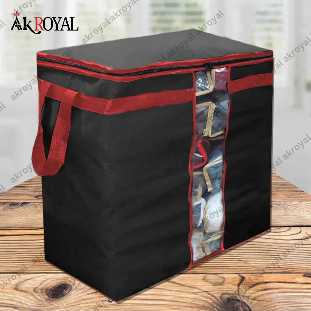Pack of 2 Black Storage Bag – Premium Large Capacity Clothes & Blanket Organizer