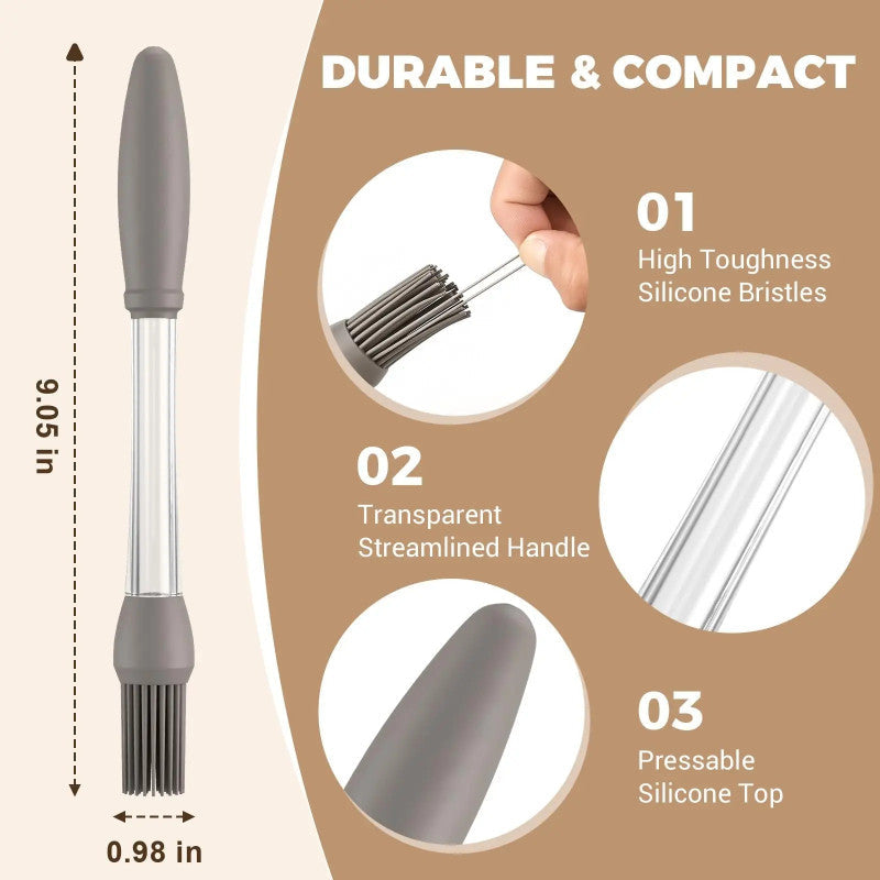 Pack of 2 Oil Push Silicone Brush – BBQ Oil Dispenser Brush for Cooking & Baking