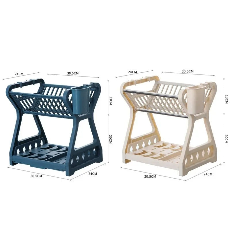 Comfort Kitchen Dish Rack – 2 Tier Dish Drying & Storage Organizer with Cutlery Holder
