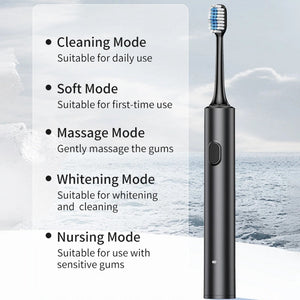 Sonic Electric Toothbrush – Rechargeable Waterproof Oral Care Brush with Extra Heads