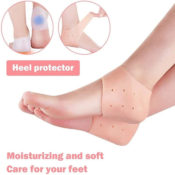 Pack of 2 Half Heel Protector – Silicone Gel Heel Cushion Sleeve for Cracked Heels & Pain Relief