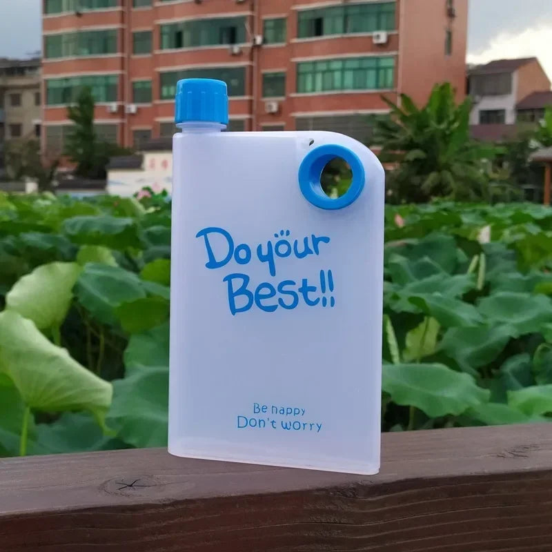 Notebook Water Bottle – Slim Flat Book Shape Bottle (Portable & Leakproof)