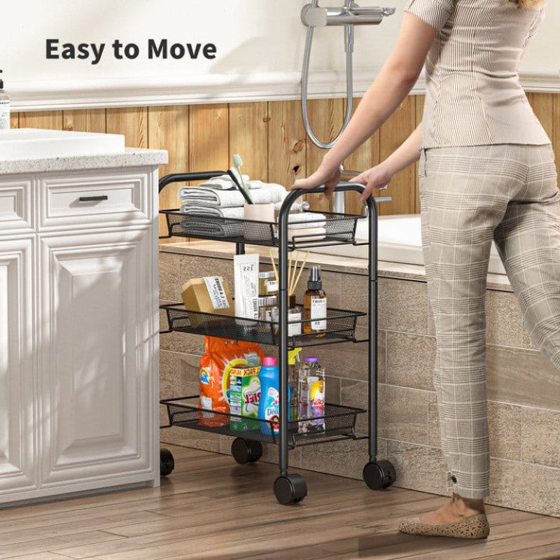 3 Tier Storage Trolley Rack – Rolling Organizer Shelf