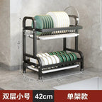 2 Layer Kitchen Dish Rack Organizer – Stainless Steel Plate & Utensil Holder