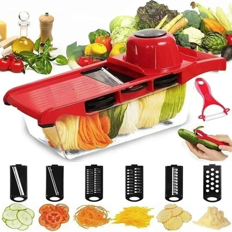 10 in 1 Mandoline Vegetable Chopper & Slicer – Multi Blade Kitchen Cutter with Storage Box