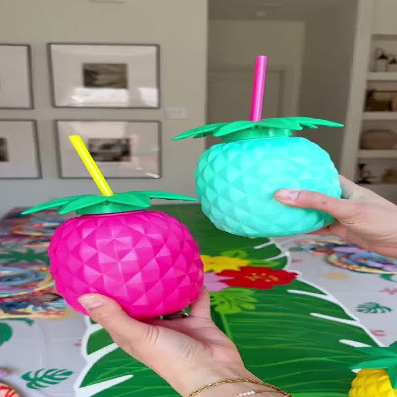 Pack of 2 Tango Fruit Tumbler – Pineapple Style Straw Cup (Cute Summer Drink Cup)