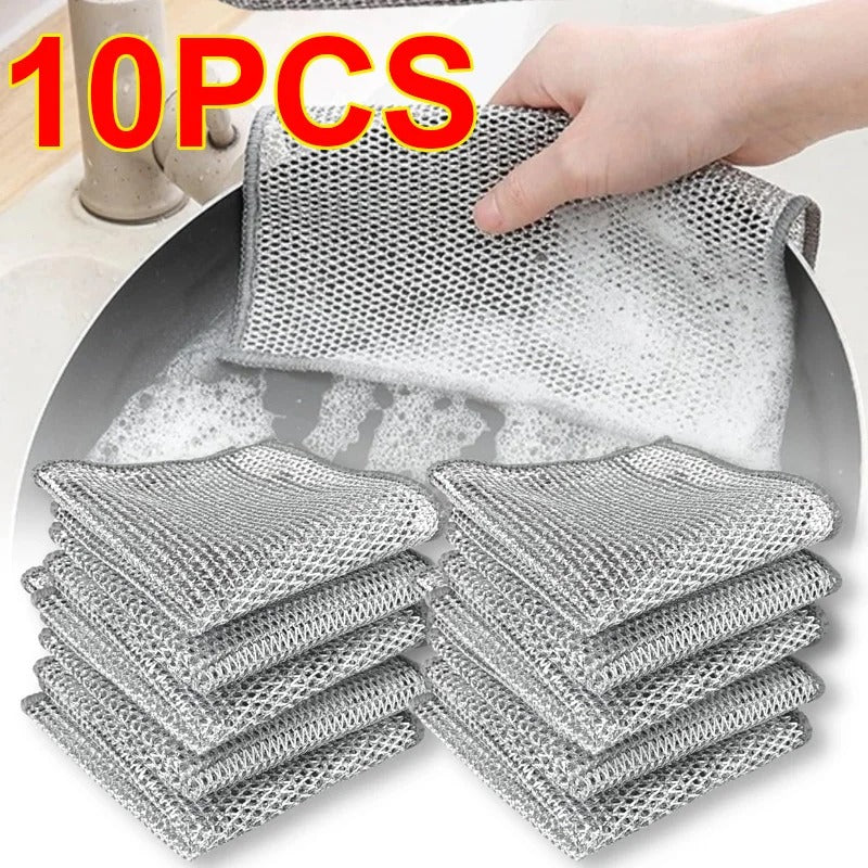 Wire Cleaning Cloth (Pack of 10) – Heavy Duty Metal Scrubber Pads | Non-Scratch Kitchen Cleaning Cloth