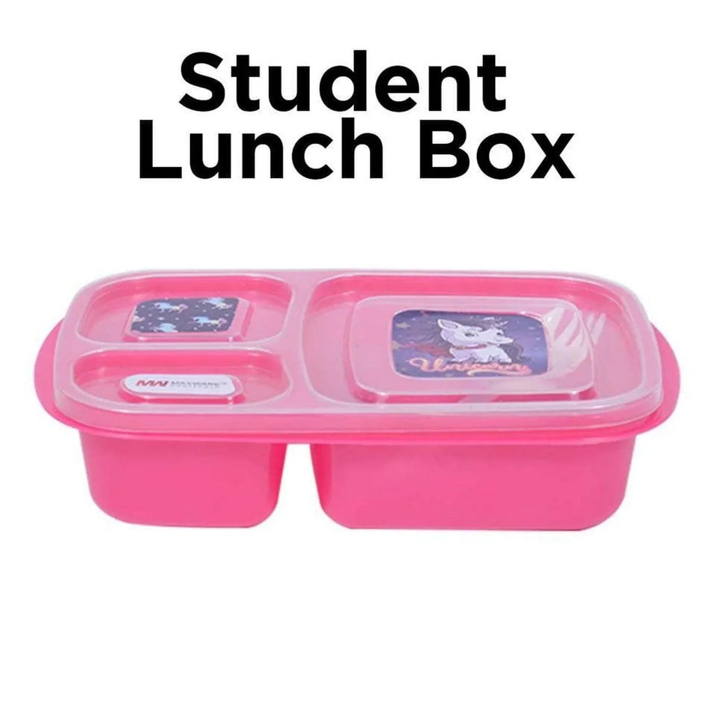 Pack of 2 Student Lunch Box (Big) – Large Capacity 3 Compartment Lunch Box for School