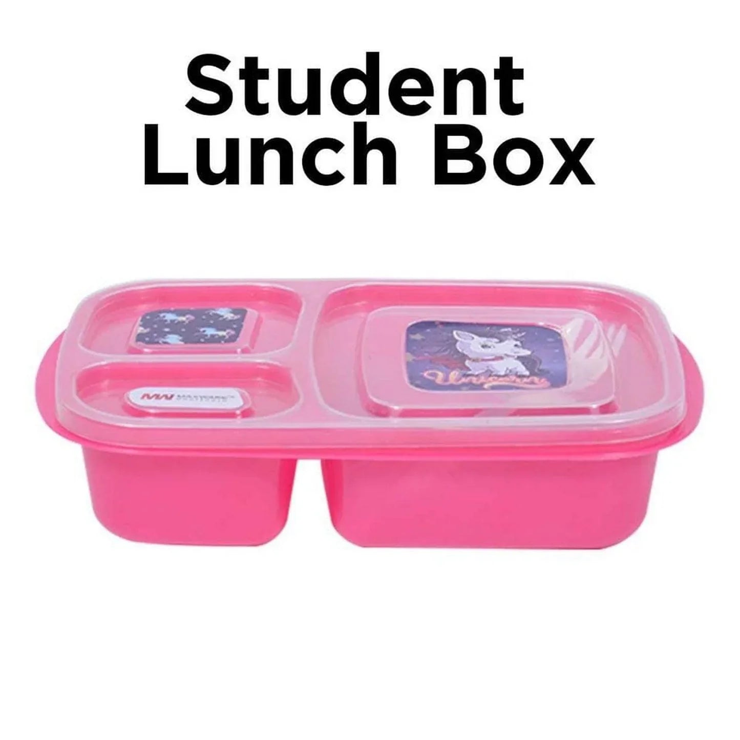 Pack of 2 Student Lunch Box (Big) – Large Capacity 3 Compartment Lunch Box for School