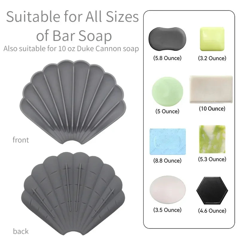 Silicone Soap Holder with Drain – Anti-Slip Shell Design Soap Dish