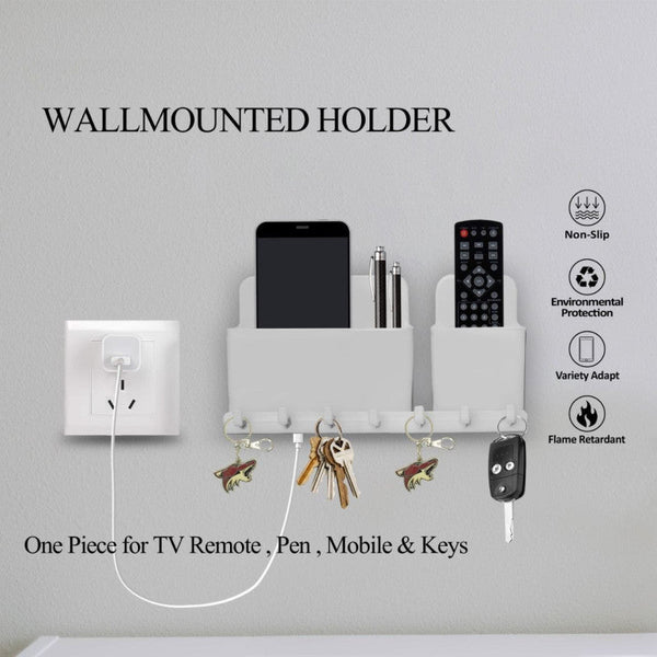 Wall Mounted Holder – Multi-Purpose Remote, Mobile & Key Organizer