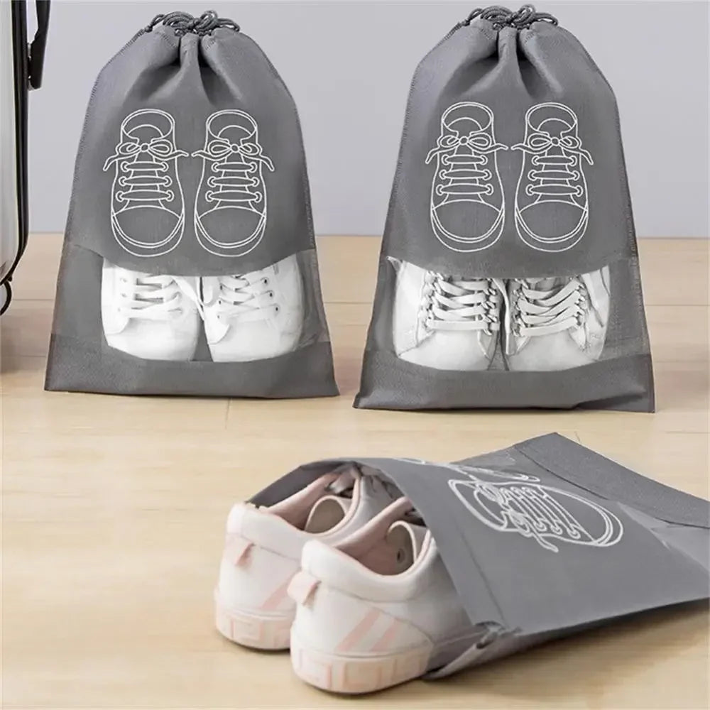 Pack of 3 Non-Printed Shoes Storage Bag – Travel Drawstring Shoe Organizer (Dustproof)