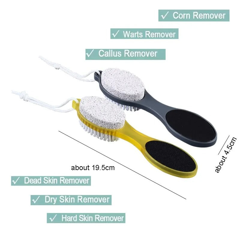 4-in-1 Foot Filer & Scrubber – Callus Remover, Dead Skin Cleaner & Pedicure Brush Tool