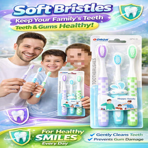 Pack of 3 Toothbrush Set – Kids & Adults Soft Bristle Toothbrush | Family Pack