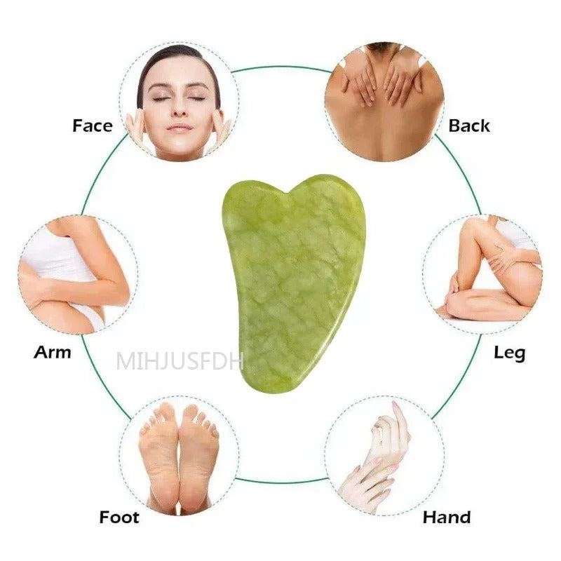 Jade Roller 2 in 1 Set – Face Massager & Gua Sha Tool for Skin Lifting & Glow