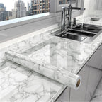 White Marble Sticker Sheet (60x200cm) – Self Adhesive Kitchen Countertop & Cabinet Cover