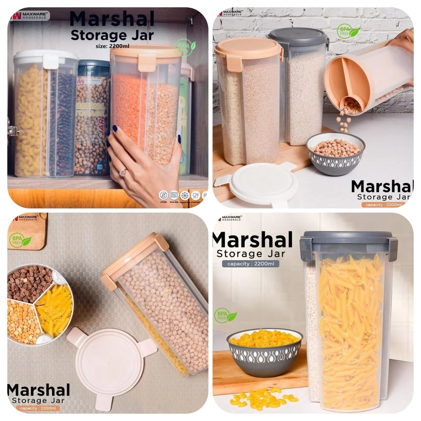 Marshal Storage Jar 2200ml – Airtight BPA Free Food Container | Kitchen Storage Jar