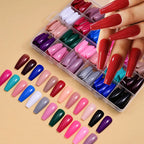 576pcs Artificial Nail Tips Set – Multi Color Long Nails Kit