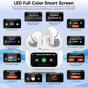 A9 Smart Tactile Wireless Earbuds – Touch Screen Case, Noise Reduction & Bluetooth 5.3