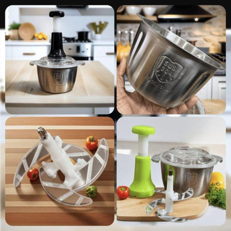 2L Manual Hand Push Chopper – Stainless Steel Meat & Vegetable Cutter