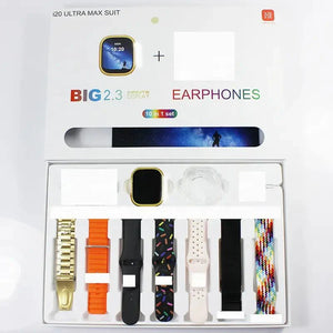I20 Ultra Smart Watch with Earbuds – 10 in 1 Combo Set | 2.3” Display & Multiple Straps