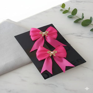 Pack of 4 Bow Hair Clips with Stone – Stylish Girls Hair Accessories