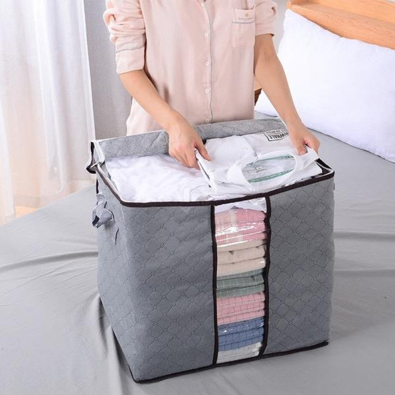 Pack of  3 Premium Grey Storage Bag – Large Capacity Clothes & Blanket Organizer