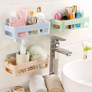 Pack of 2 Wall Mounted Bathroom Shelf – No Drill Storage Rack for Shampoo & Accessories