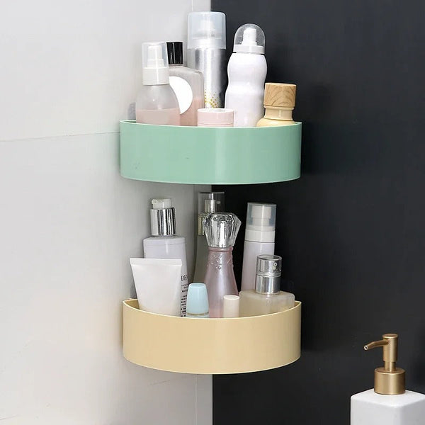 Pack of 2 Wall Mounted Corner Shelf – Double Layer Bathroom & Kitchen Storage Organizer
