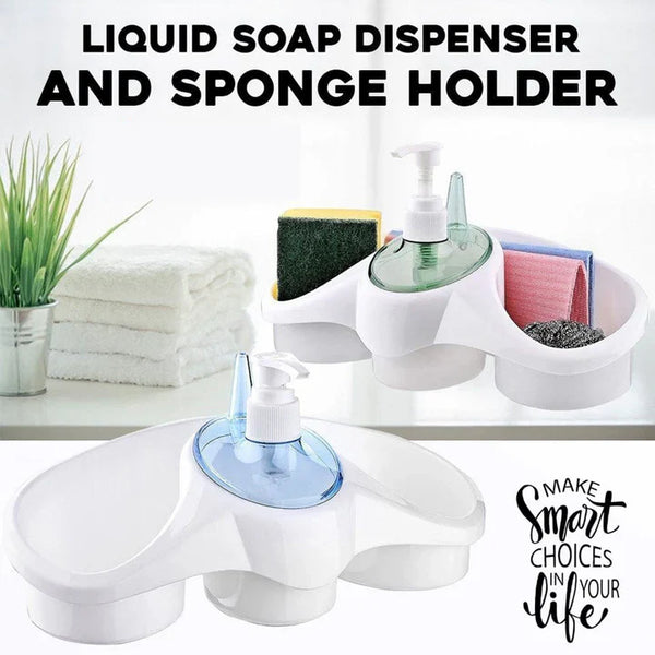 Imperial Soap Pump with Sponge Holder – 3-in-1 Kitchen Sink Organizer | Durable & Mess-Free Cleaning Solution