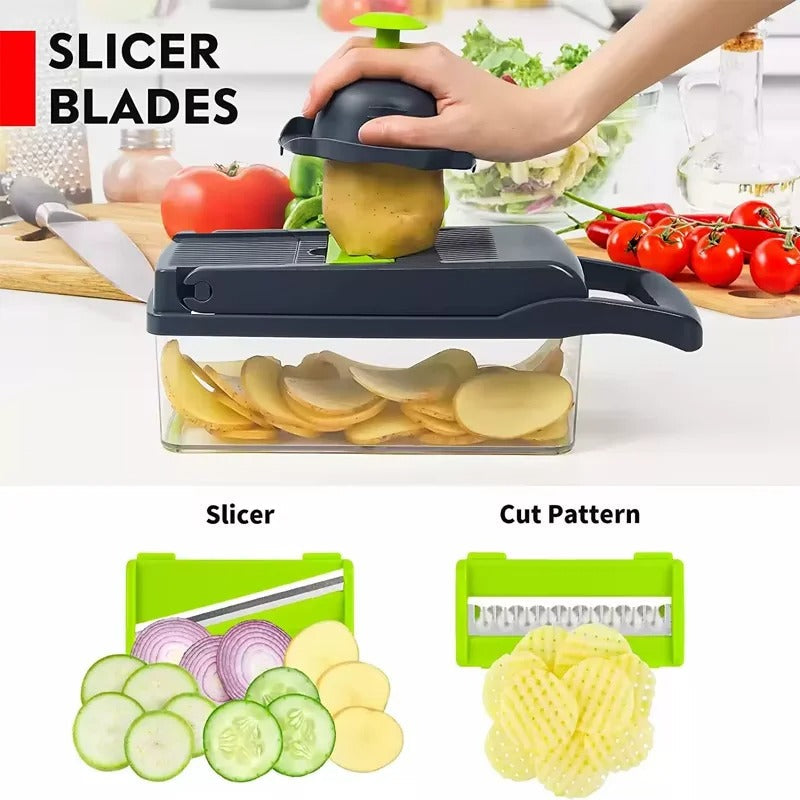 16 in 1 Vegetable Chopper & Mandoline Slicer – Multi Cutter Kitchen Tool with Storage Box