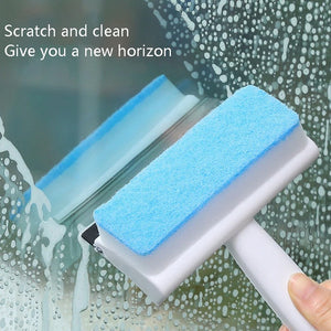 Pack of 2 Foam Glass Wiper with Handle – Window Cleaning Squeegee & Scrubber (2 in 1)