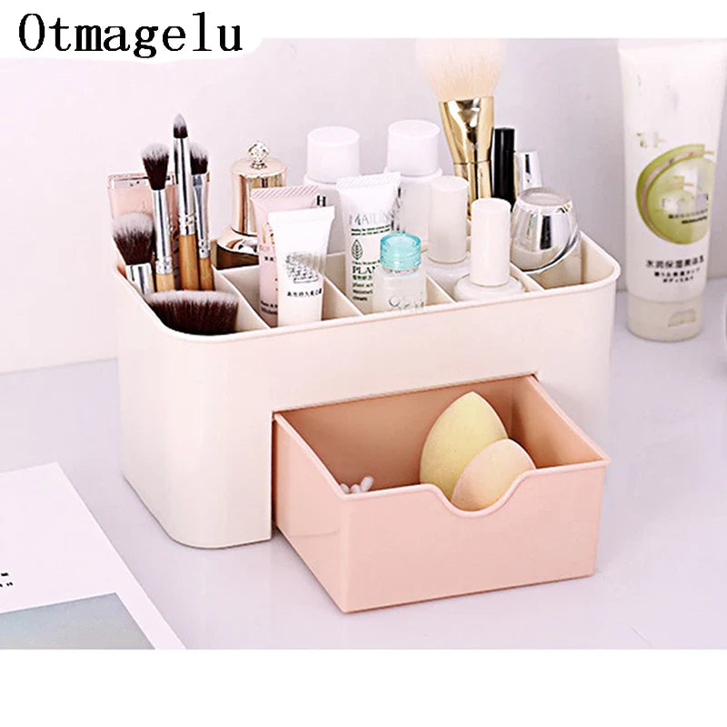 Cosmetic Organizer Box with Drawer – Makeup & Skincare Storage Holder