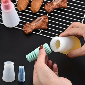 Pack of 2 BBQ Oil Brush Bottle – Silicone Basting Brush with Dispenser