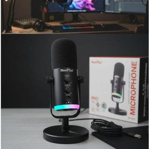 NeePho NP-M03 Podcast Microphone – RGB Condenser Mic with Stand & Noise Reduction