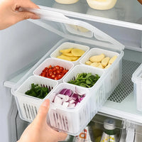 6 Grid Fridge Storage Box – Multi Compartment Organizer | Freezer Safe Kitchen Storage Box