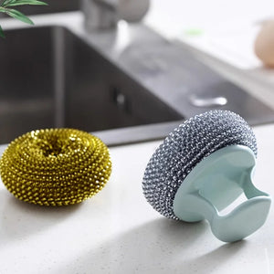 Pack of 2 Mini Palm Cleaning Brush – Stainless Steel Scrubber with Handle | Heavy Duty Dish & Kitchen Cleaning Brush