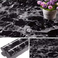 Black Marble Sticker Sheet (60x200cm) – Self Adhesive Waterproof PVC Kitchen Countertop & Cabinet Cover