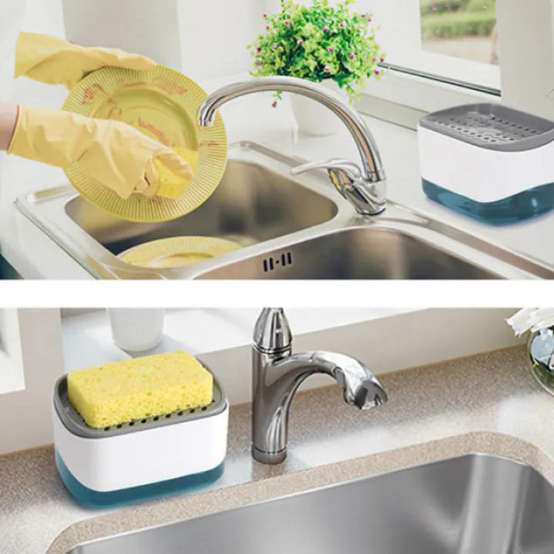 2-in-1 Soap Pump Caddy – Liquid Soap Dispenser with Sponge Holder (Press Type)