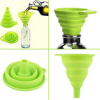 Pack of 3 Silicone Funnel (Collapsible) – Foldable Kitchen Funnel | Oil, Liquid & Bottle Filling Tool (Space Saving Design)