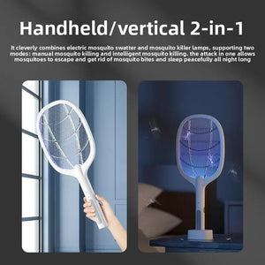 2-in-1 Mosquito Racket with UV Light – Rechargeable Electric Bug Zapper with Stand