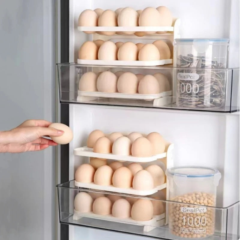 3 Layer Foldable Egg Organizer – Fridge Storage Rack for Eggs (Space Saving)