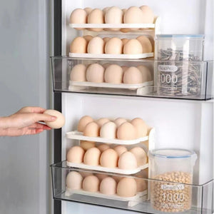 3 Layer Foldable Egg Organizer – Fridge Storage Rack for Eggs (Space Saving)