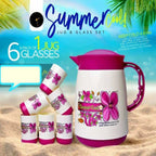 Summer Jug Set with Glasses (7pcs) – Water & Juice Serving Set | Stylish Plastic Pitcher Set
