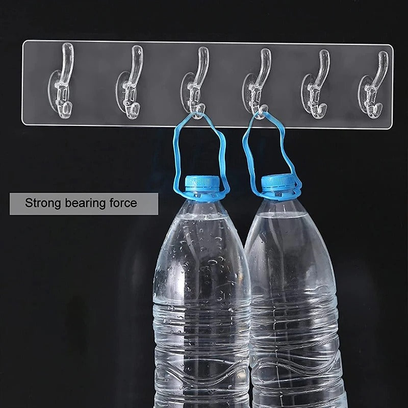 Pack of 2 Crystal Hook Patti – Transparent Wall Hook Strip | Strong Adhesive Multi Hook Hanger
