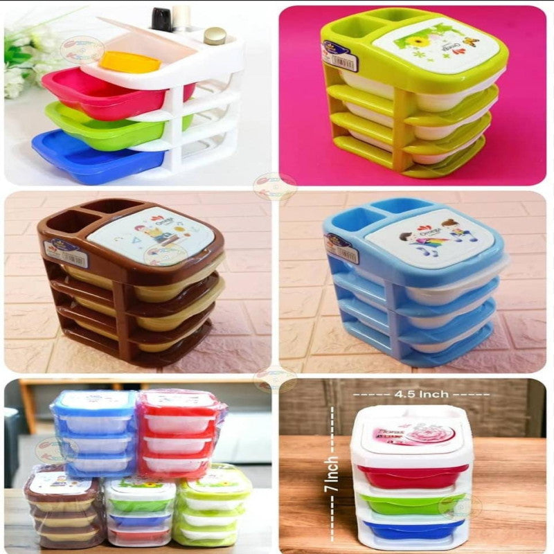 3 Pcs Rainbow Jewellery Organizer Box – Multi-Layer Storage Case