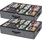 Pack of 2 Under Bed Shoe Organizer – Foldable Shoes Storage Bag with Transparent Cover