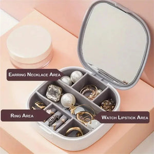 Mini Plastic Jewellery Organizer Box with Mirror – Travel Storage Case