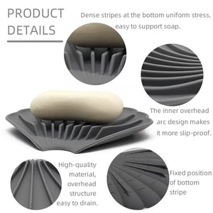 Silicone Soap Holder with Drain – Anti-Slip Shell Design Soap Dish